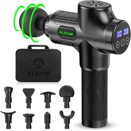 Масажер для м'язів ALDOM Massage Gun: електричний масажний пістолет з 30 швидкостями та 8 насадок (чорний)