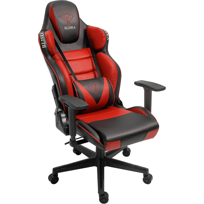 TRISENS Gaming Chair Racing Style Seat with Sports Seat and Ergonomic 4D Armrests, Color: Black/Red without Footrest Black / Red Without Footrest