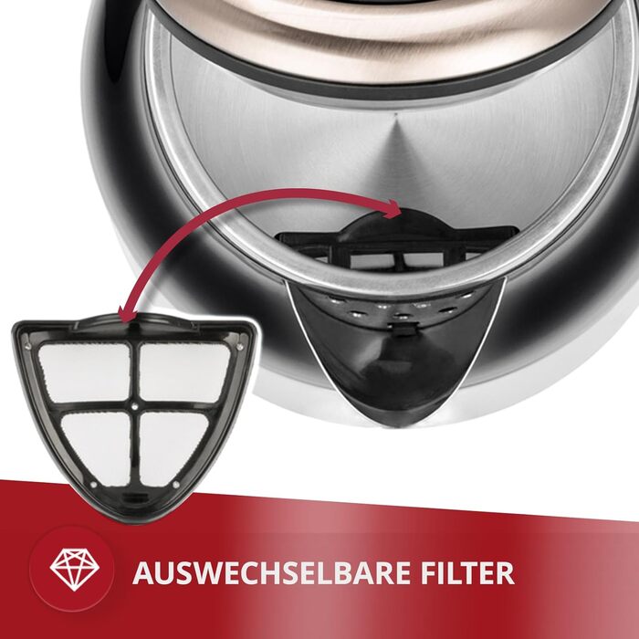 Електричний чайник MPM MCZ-85/G1, 1.7 л, без BPA, бездротовий, 360° обертання, антинакипний фільтр, автоматичне вимкнення, чорний, 2200W