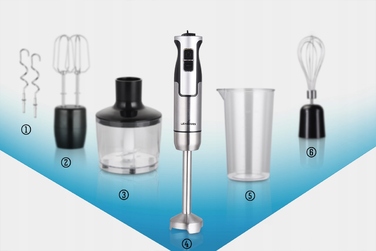 Ручний блендер Lehmann Blender LC — золоте лезо, 800 Вт, сріблястий/сірий