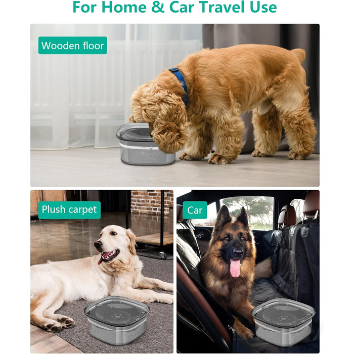 Миска для собак PETTOM 2L, проти проливання, чорна