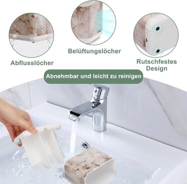 Тримач для зубних щіток електричної та звичайної, дерев'яний, з дренажними отворами, органайзер для ванної кімнати (світло-сірий мармур)