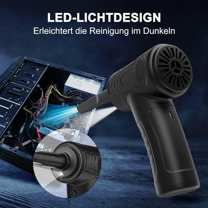 Електричний пилосос для повітря Faburo: 3 швидкості, 51000 об/хв, LED-підсвічування, USB-зарядка, для авто, дивана, офісу