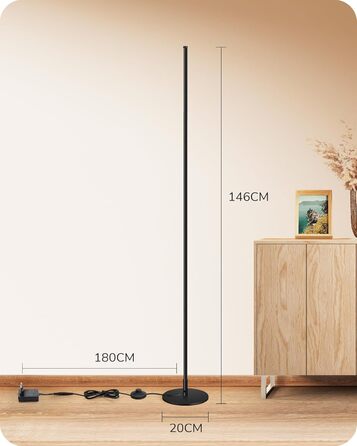 LED торшер Edishine 2 шт. з димуванням, тепле світло 3000K, регульована висота 146 см, для вітальні, спальні, офісу, чорний