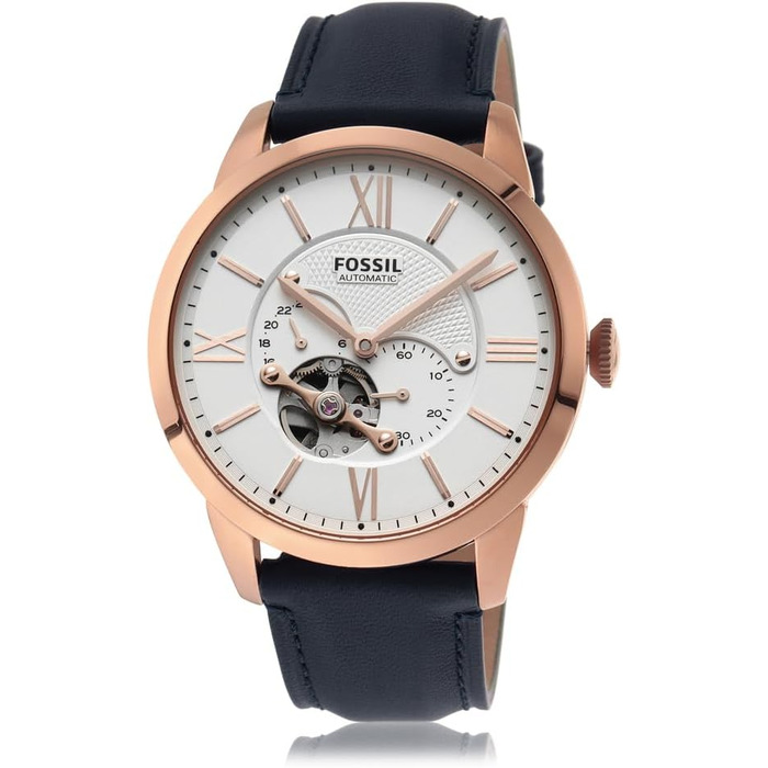 Годинник Fossil Townsman для чоловіків: механічний автомата з нержавіючої сталі або шкіряним ремінцем (44 мм, білий)