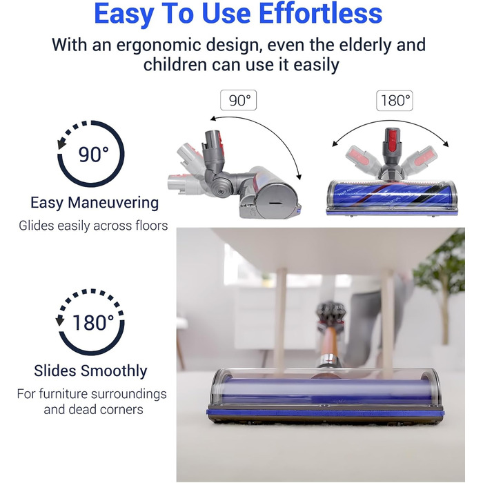 Турбощітка для пилососів Dyson V7, V8, V10, V11, V15 - DAMAIYI, замінна щітка, аксесуар для прибирання килимів, підлоги, плитки