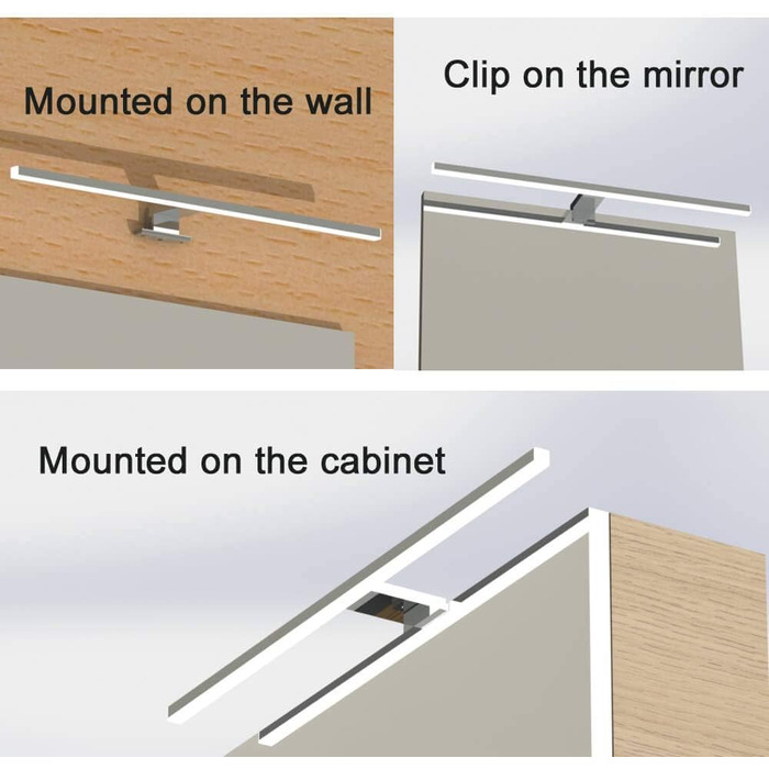Azhien LED Mirror Light Bathroom 10W 820LM 60cm Neutral White 4000K, Slim 14mm Width 3in1 Mounting IP44 230V Wall Light Mirror Lamp 600mm, No Flickering Bathroom Cabinet Mirror Lights