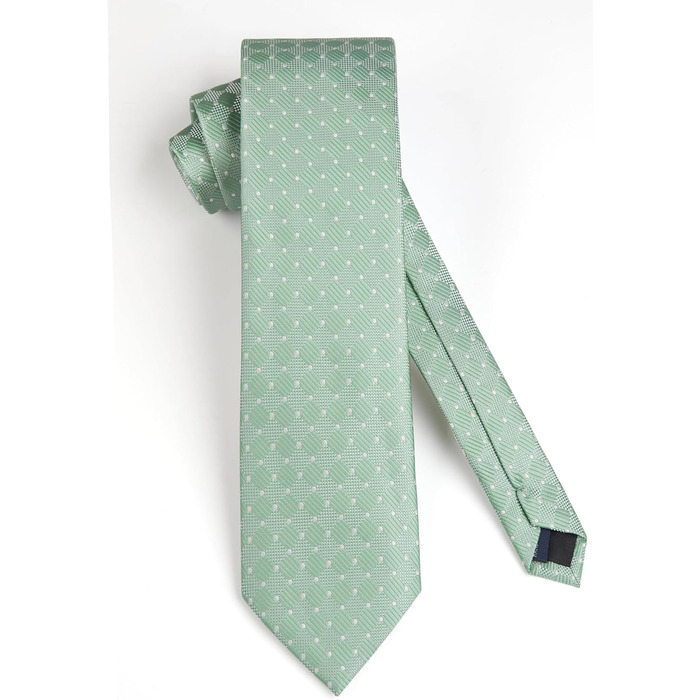 HISDERN Комплект краватки, нагрудного хустинки та краваткової затискача для чоловіків на весілля (салатовий)