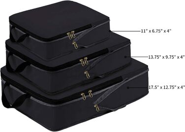 Органайзери для подорожей Eono by Amazon: набір кубів-компресорів для пакування валіз та рюкзаків, 4 шт. (3 шт. чорного кольору)