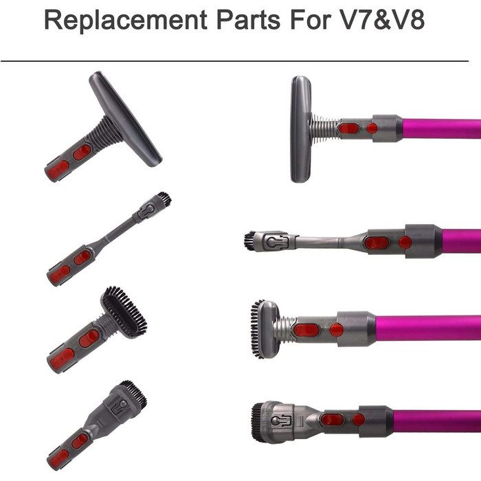 Набір аксесуарів для пилососа Dyson V8 V7 V10, з адаптером, сумісний з Dyson V6 DC19 DC29 DC34 DC33 DC35 DC62, насадки та щітки (5 в 1)
