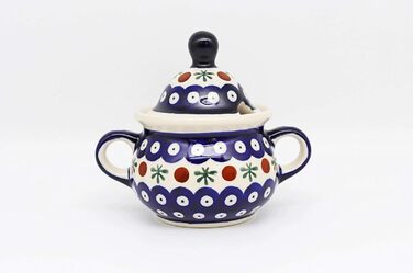 Unknown Original Bunzlau Porcelain 0.35 Liter Sugar Bowl Sugar Dispenser Sugar Container with Lid Ø14.6 cm H13.2 cm (41)