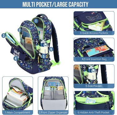 Набір шкільних рюкзаків Makukke для підлітків, геймерський дизайн, з ланч-боксом та пеналом