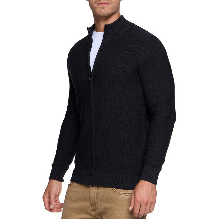 Чоловіча в'язана жилетка Indicode INWestmoon з коміром-стійкою | Жилетка з тонкого в'язання з бавовняної суміші, чорний колір