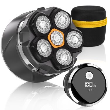 Машинка для гоління голови Glatzen 2026 IPX8, 6D, USB-C, дисплей LED, вологозахищена, для сухого та вологого гоління, сіра