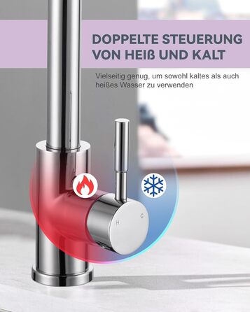 Кран кухонний iVIGA висувний з дощу, водоспад, 360° поворот, мікшер, брашований нікель