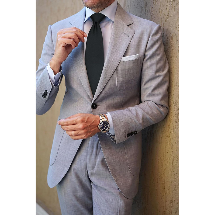 Комплект краватки та нагрудного хустинки для весілля HISDERN (Чорний, в клітинку)