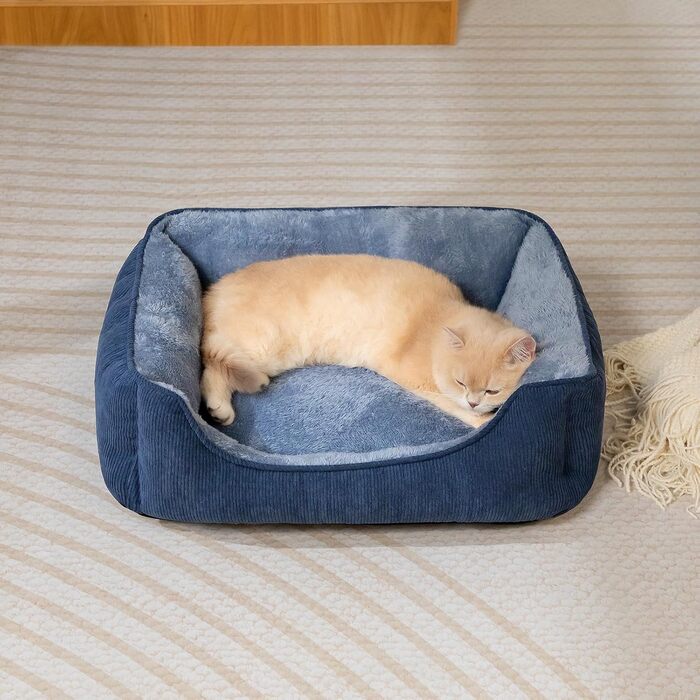 Ліжко для котів та собак Hollypet, м'яке, дихаюче, 55x45x15 см, блакитно-сіре