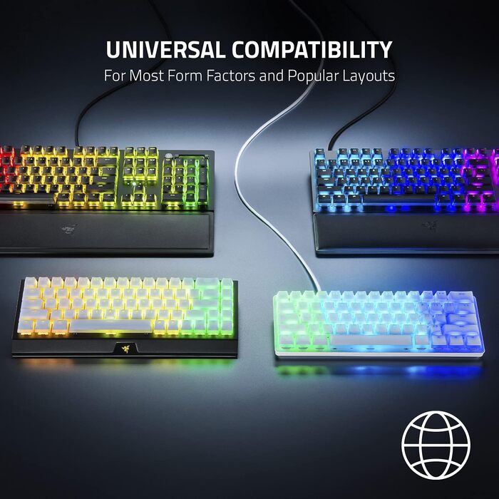Набір Razer для апгрейду клавіатури: PBT кейкапи, спіральний кабель, інструмент для зняття кейкапів та стабілізаторів. Сумісний з більшістю клавіатур. Класичний чорний, Phantom Keycap