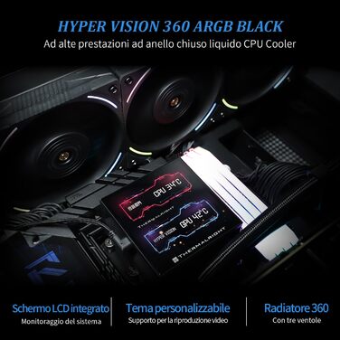 TR Hyper Vision 360 UB ARGB Black: Смарт-система водяного охолодження CPU з LCD-дисплеєм 3.95