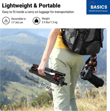 NEEWER Статив для камери та мобільного телефону, 71' алюмінієвий, з кульковою головкою 360°, для фото- та відеозйомки, сумісний з iPhone, TP15 (TP14B)