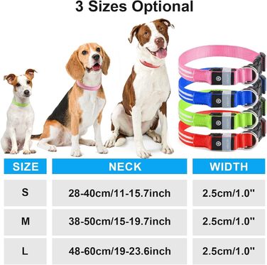 Світлодіодна нашийникова стрічка для собак, акумуляторна, 3 режими світіння, водонепроникна, зелена, L (48-60 см)