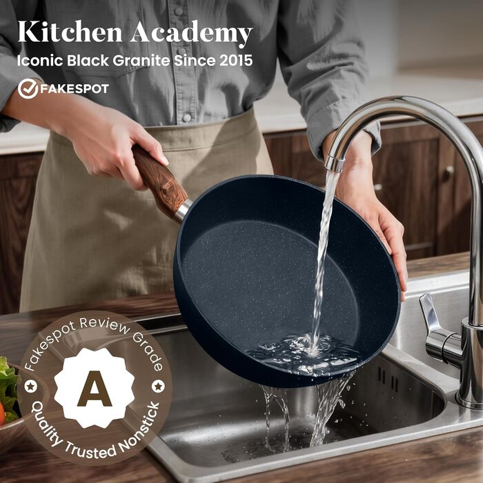 Набір посуду для індукційної плити Kitchen Academy, 12 предметів: сковороди з антипригарним покриттям блакитного кольору, гранітні каструлі та сковороди, безпечні та нетоксичні