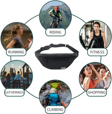 Чоловіча/жіноча поясна сумка-рюкзак на пояс, водонепроникна, для спорту, бігу, кемпінгу, подорожей (чорна)