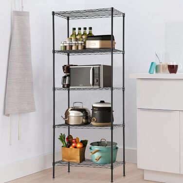 BestOffice 5-Tier Wire Shelving Unit - Heavy Duty Metal Storage Rack