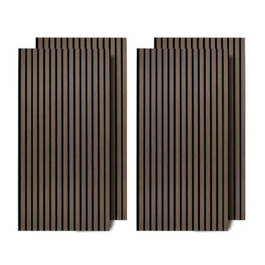 Акустичні панелі з дерева та фетру 120x60 см, набір 4 шт (2,88 м²), звукопоглинаюча стінова облицовка для покращення акустики приміщення, колір Чорний горіх