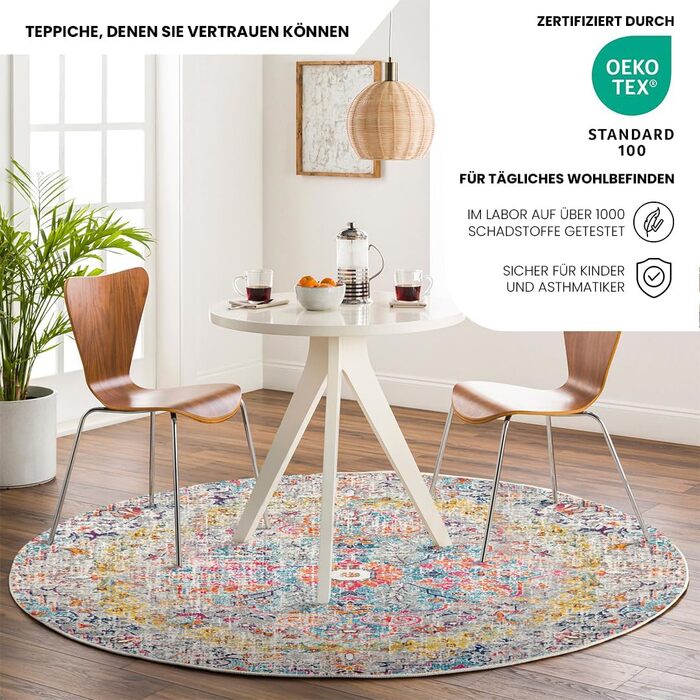 Килимок Livabliss Asmara Vintage 120x170 см - для вітальні, їдальні, спальні, бохо стиль, кольоровий візерунок сірий та помаранчевий