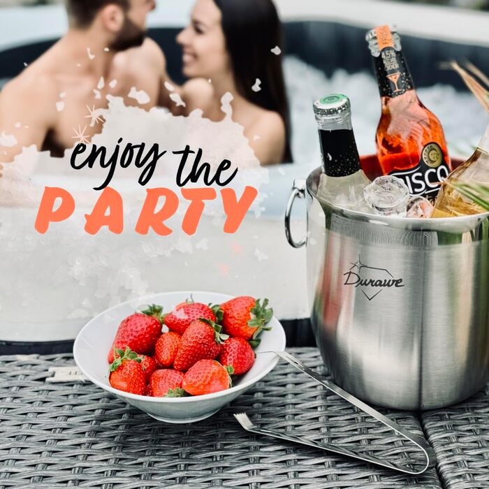 3L Insulated Ice Bucket, Premium Double-Walled Ice Cube Container with Lid, 3 Liter Stainless Steel Ice Bucket for Party, Strainer, Ice Tongs, Ice Scoop, Ice Cooler, Ice Container Ice Cube Bucket Ice Box