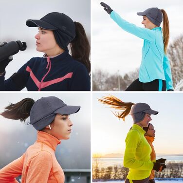 Муска для волосся GADIEMKENSD з флісу, відбиваюча зимова шапка з регульованим обличчям та навушниками (55-58, фіолетовий)