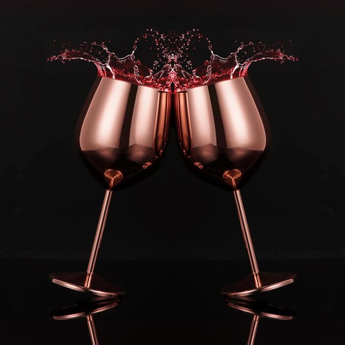 Набір келихів для вина Livole, 550 мл (18oz), нержавіюча сталь, келихи для шампанського, коктейлі, рожеве золото, 4 шт.