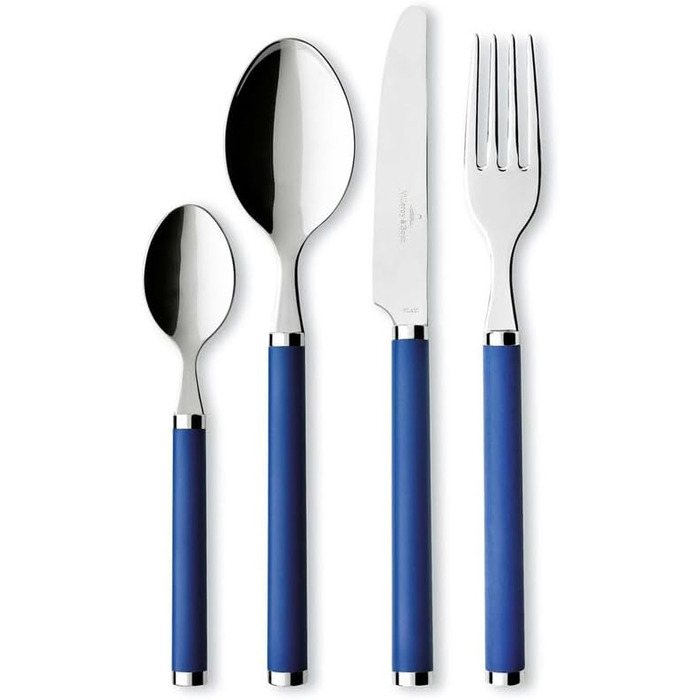 Villeroy & Boch Play Blue Ocean Tableware Set, for up to 6 people, 24-piece, Stainless Steel, Blue Plastic Handle