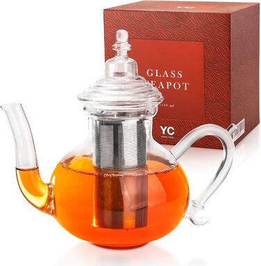 Чайник зі скляним ситечком 1,15 л, 3 мм, Teapot Sahara, термостійке скло, нержавіюча сталь 304, для чаю, з підігрівачем