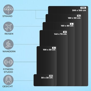 Набір з 3-х рушників Zenacross з мікрофібри з сумкою для перенесення - Швидковисихаючі та універсальні рушники для фітнесу - Розміри: XS, S, M - Petrolgrün Petrolgrün (Чорний, L - 160 x 80 см)