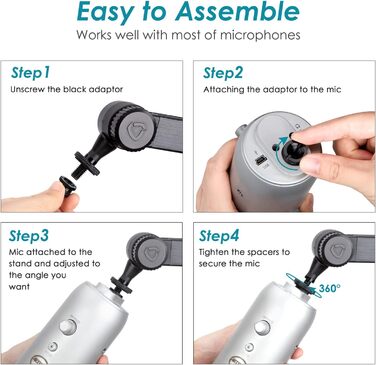 Кріплення для мікрофона Blue Yeti з поп-фільтром - кріплення Blue Yeti X, приховане кабельне підключення, стійка-кріплення Blue Yeti, поп-фільтр для ASMR, студії, подкастів, стрімінгу - YOUSHARES, преміум-версія