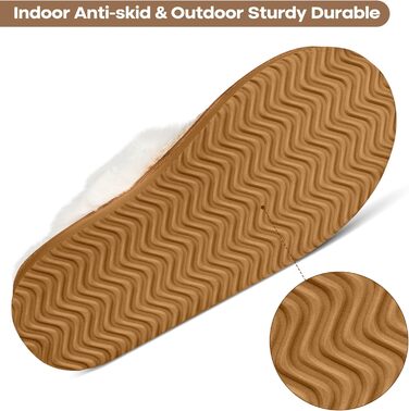 Тапочки жіночі зимові PIZZ ANNU з плюшем, антиковзаюча підошва, платформа, піна пам'яті, для дому/на вулицю, 38/39 EU, кремовий