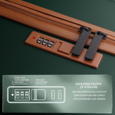 Набір валіз FERGÉ Milano 3 шт. з жорсткого ABS (ручна поклажа, L, XL) - зелений, хакі