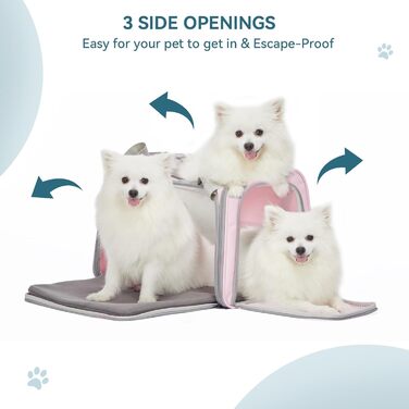 Транспортна переноска для котів та маленьких собак Petfit, рожева, L, з ремінним кріпленням та розкладною матрацом