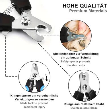 Професійна кусачка для собак та котів 15,5 см з нержавіючої сталі з пилочкою для нігтів. Кусачки для нігтів, висока якість. Для великих та маленьких собак, з захистом від защемлення. Чорно-синій колір.