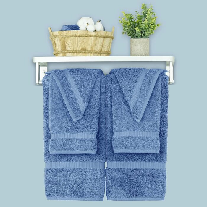 Набір розкішних рушників Chakir Turkish Linens з турецької бавовни, готельна якість, 6 предметів (2 великі рушники, 2 рушники для рук, 2 серветки), колір Wedgewood