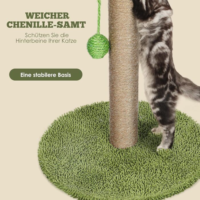 Kratzbaum, 80cm High Scratching Post, Cat Tree, Scratching Trunk for Medium and Small Cats, Natural Sisal Scratching Post with Interactive Plush Ball, Beige (Palm Style Scratching Trunk Round)