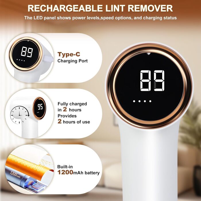 Електричний видалення ворсу Cozary: 6 лез, 5 швидкостей, LED-дисплей, для одягу