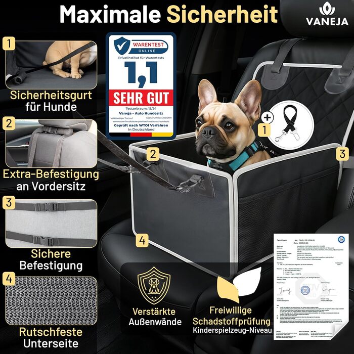 Автомобільний лежак для собак: безпечний, водовідштовхувальний, з посиленими стінками, сертифікований TÜV