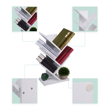 Relaxdays White Bookshelf in Tree Shape