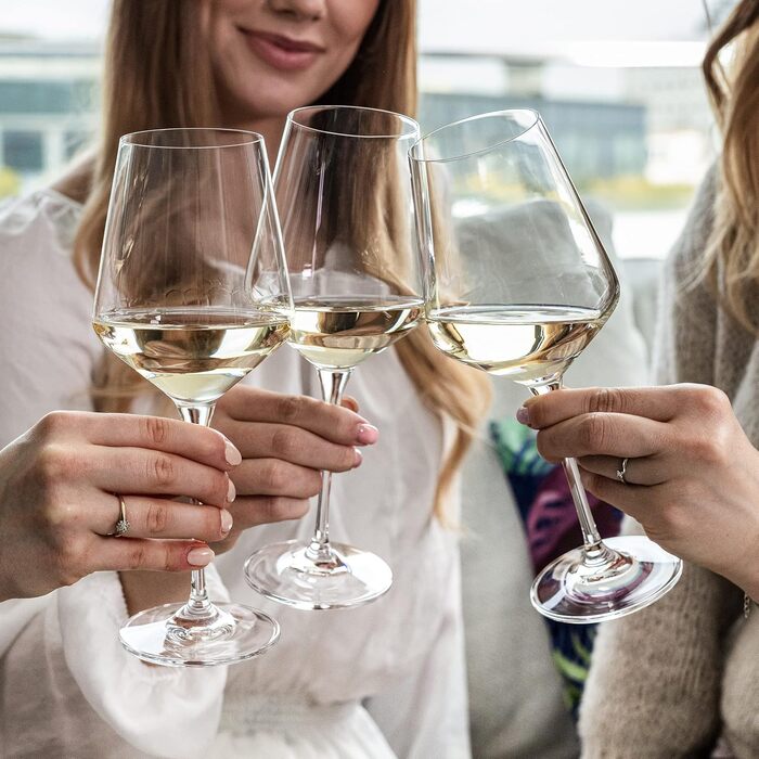 Krosno Large White Wine Glass | 6 Pieces | 390 ml | Avantgarde Collection | Perfect for Home, Restaurants, Parties | Dishwasher Safe