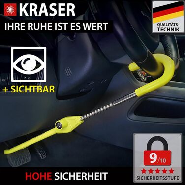 KRASER KR835 Високозахисний замок-блокіратор на кермо і педалі для авто, універсальний протиугонний замок-скоба для легкових автомобілів, мікроавтобусів, автодомів