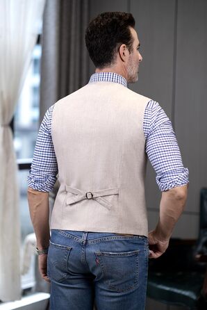 Елегантна жилетка для чоловіків Solovedress: літня жилетка з льону для весілля та свят, XXL, темно-синій