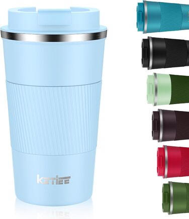 Термокружка для кави та чаю KETIEE 510мл, подвійні стінки, з кришкою, оливковий колір